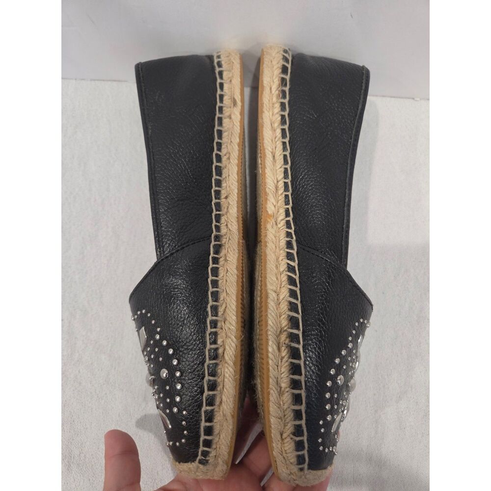 Brighton Jett Women's Black Pebbled Leather Silver Stud Detail Espadrilles Sz 9 - Picture 6 of 8